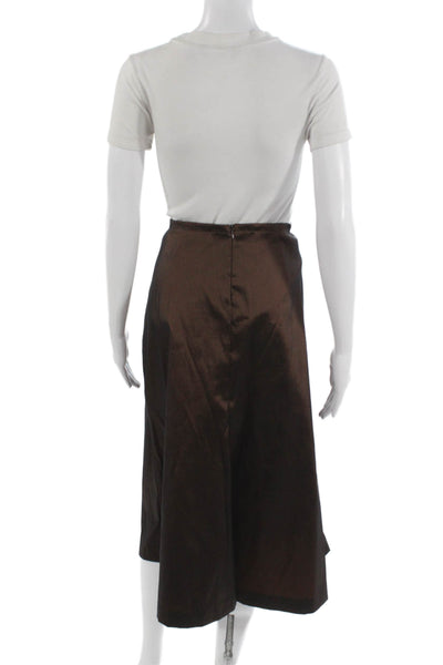Tadashi Womens Jeweled V Neck Blouse Maxi Skirt Suit Chocolate Brown Size 6