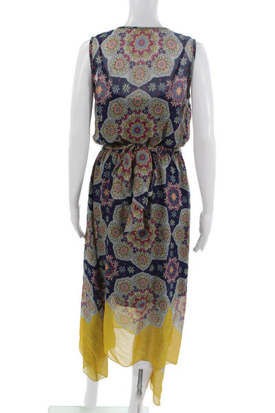 Shoshanna Women Maxi Blouson Dress Dark Blue V Neck Sleeveless Size 4