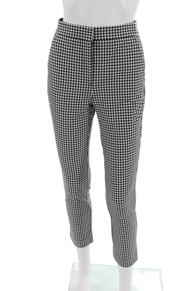 Rag & Bone Women Ankle Cropped Pants Black Check Button Size 0