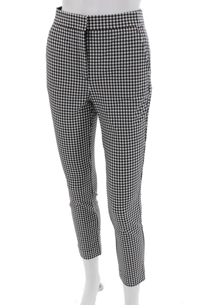 Rag & Bone Women Ankle Cropped Pants Black Check Button Size 0