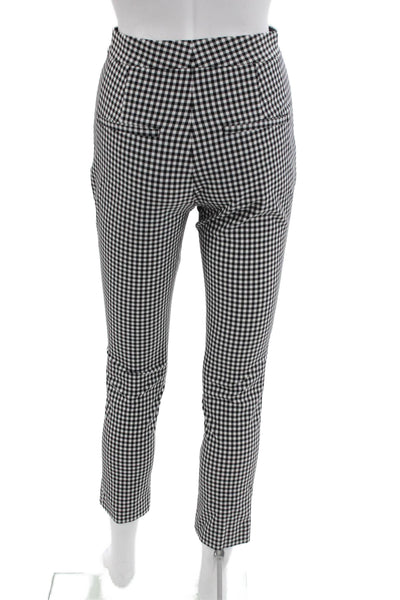 Rag & Bone Women Ankle Cropped Pants Black Check Button Size 0