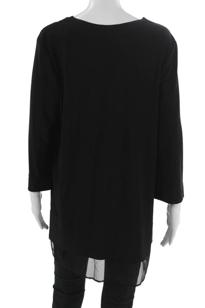Joseph Ribkoff Women Tunic Blouse Black Round Neck 3/4 Sleeve Size 14
