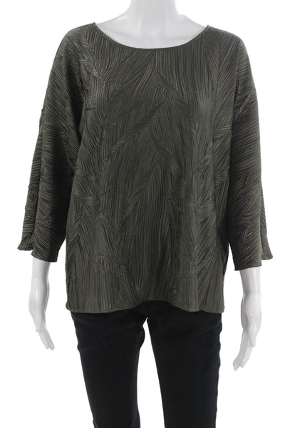 Joseph Ribkoff Women Tunic Blouse Green Herringbone 3/4Sleeve Polyester Size 10