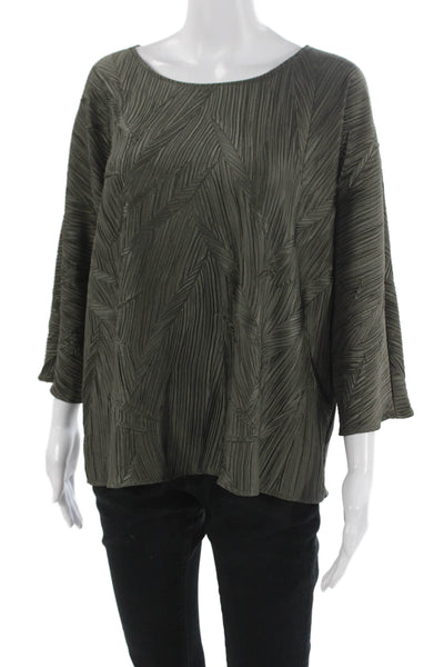 Joseph Ribkoff Women Tunic Blouse Green Herringbone 3/4Sleeve Polyester Size 10
