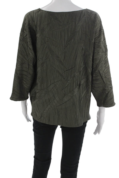 Joseph Ribkoff Women Tunic Blouse Green Herringbone 3/4Sleeve Polyester Size 10