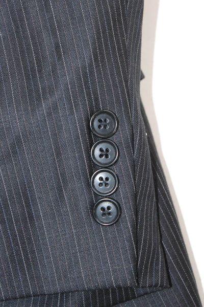 Calvin Klein Mens 2 Piece Dark Gray Striped 100% Wool Suit Size 40