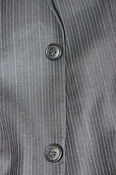 Calvin Klein Mens 2 Piece Dark Gray Striped 100% Wool Suit Size 40