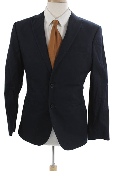 Banana Republic Mens Dark Blue 100% Cotton Collared Blazer Long Sleeve Size 40