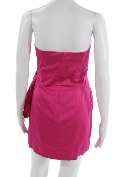 French Connection Women Mini Wrap Dress Pink Cotton Tie Above Knee Size 10