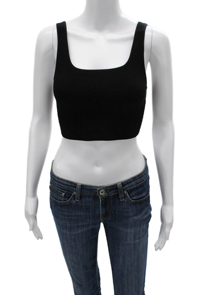 Babaton Womens Cropped Tank Square Neck Sleeveless Black Size S