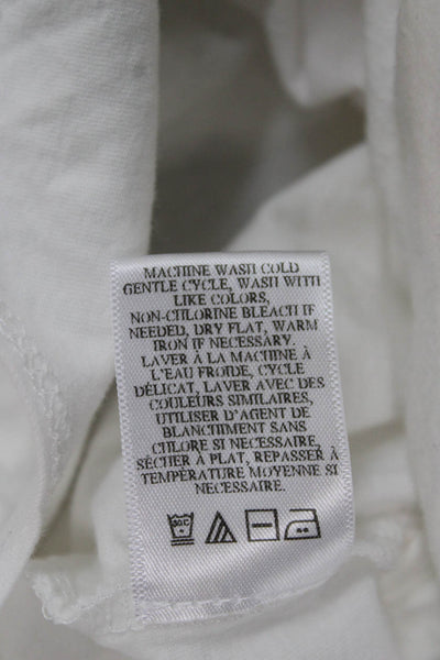 A.L.C. Womens Cropped Cotton Round Neck Peasant Blouse Short Sleeve Size XS