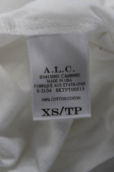 A.L.C. Womens Cropped Cotton Round Neck Peasant Blouse Short Sleeve Size XS