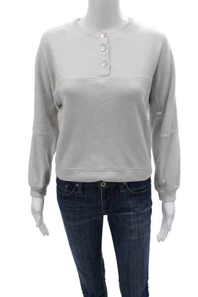 BB Dakota Unisex Henley Pullover Sweaters Gray Long Sleeve Crew Neck Size S