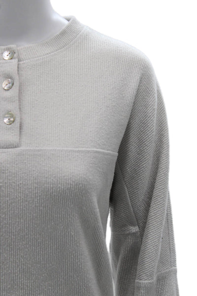 BB Dakota Unisex Henley Pullover Sweaters Gray Long Sleeve Crew Neck Size S