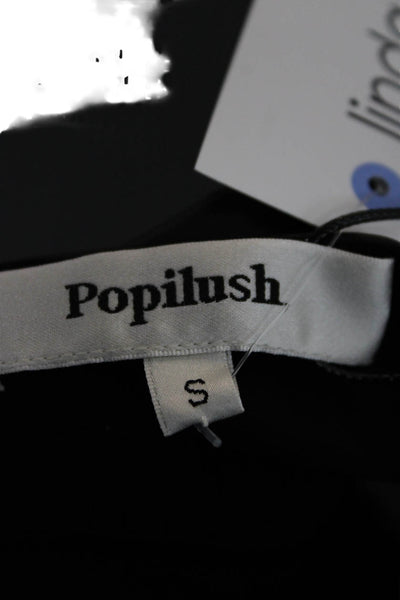 Popilush Women Black Sleeveless Polyester Blouse Size S