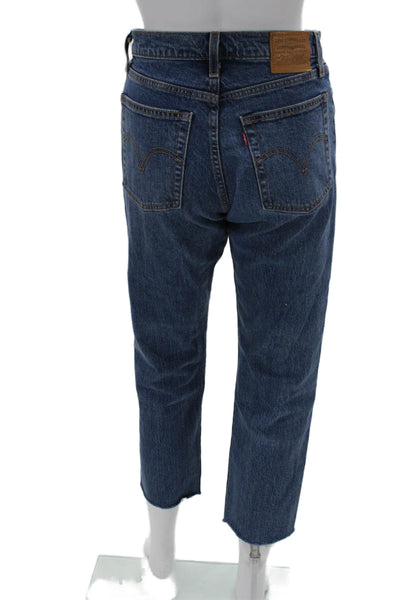 Levis Unisex Cropped Straight High Rise Dark Blue Jeans Size 26