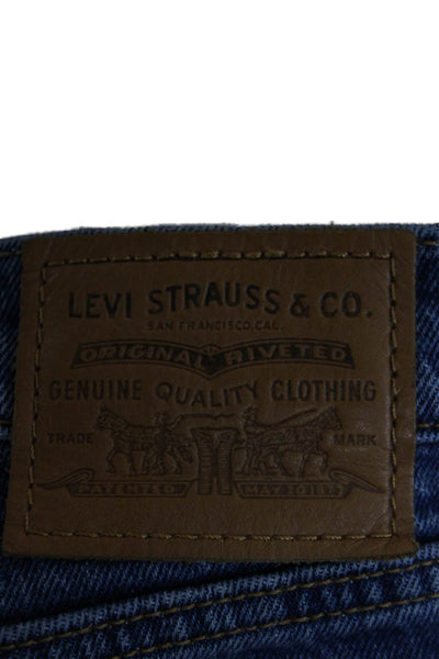 Levis Unisex Cropped Straight High Rise Dark Blue Jeans Size 26