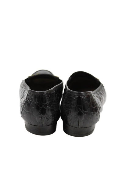Salvatore Ferragamo Boutique Womens Embossed Leather Loafers Black Size 8 AA