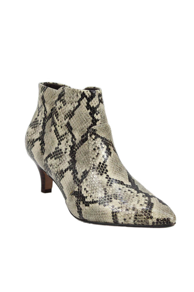 Clarks Womens Snakeskin Print Pointed Toe Judith Ankle Boots Beige Size 8