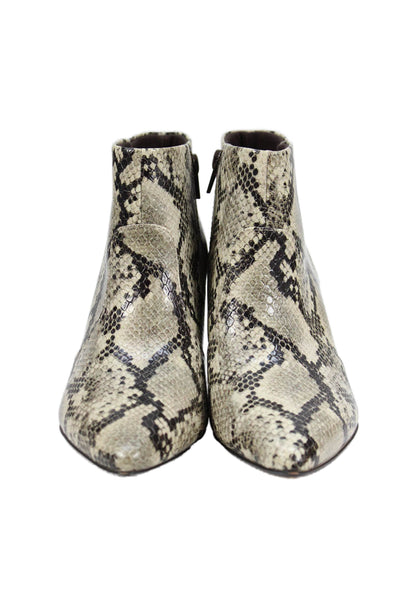 Clarks Womens Snakeskin Print Pointed Toe Judith Ankle Boots Beige Size 8