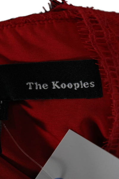 The Kooples Womens Fit & Flare Mini Dress Red V Neck Sleeveless Zip Size XS