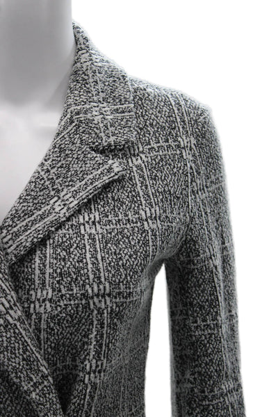 Topshop Womens Black Check Pea Coat Collared Button Long Sleeve Size 2