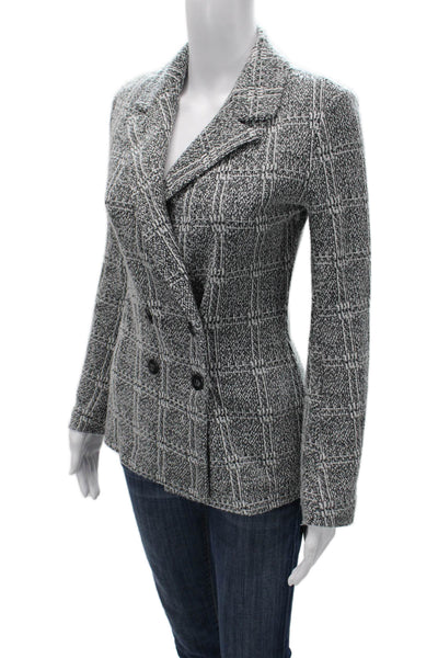 Topshop Womens Black Check Pea Coat Collared Button Long Sleeve Size 2
