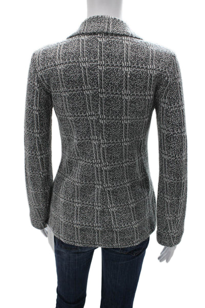 Topshop Womens Black Check Pea Coat Collared Button Long Sleeve Size 2