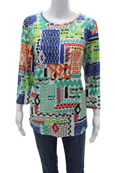 Pure Essence Womens Tunic 3/4 Sleeve Aztec Geometric Multi Color Size XL