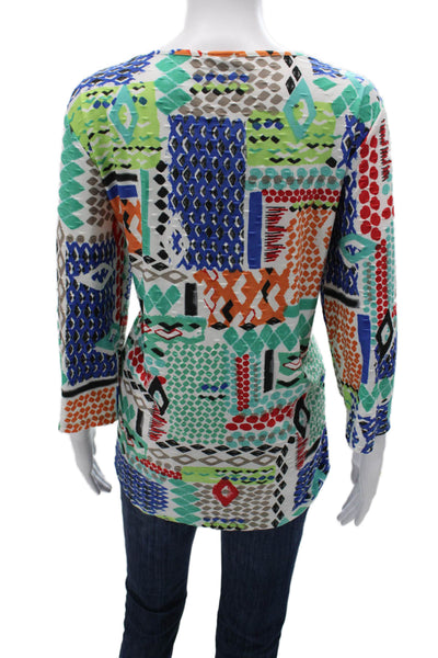 Pure Essence Womens Tunic 3/4 Sleeve Aztec Geometric Multi Color Size XL