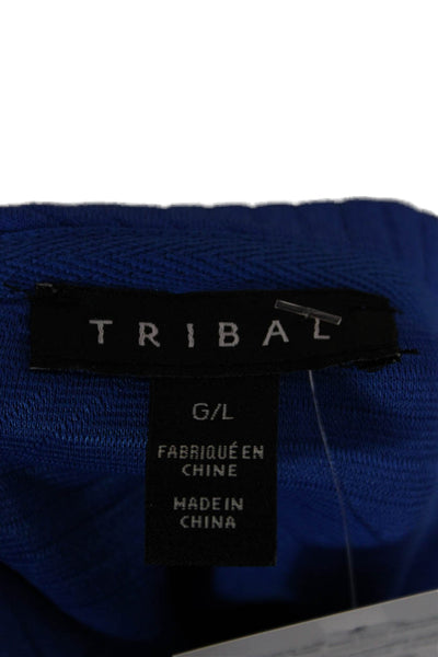 Tribal Womens Pullover Sweatshirts Blue Striped 3/4 Sleeve Crew Neck Size L