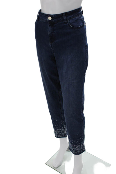 Renuar Womens Dark Blue High Rise Cropped Ankle Jeans 30in Inseam Size 10