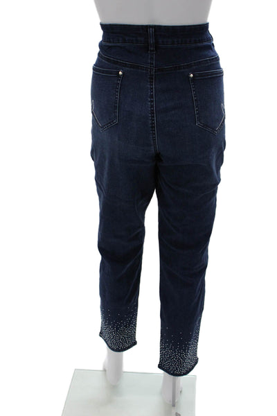 Renuar Womens Dark Blue High Rise Cropped Ankle Jeans 30in Inseam Size 10