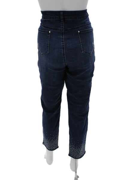 Renuar Womens Ankle Crop High Rise Dark Blue Jeans Size 8
