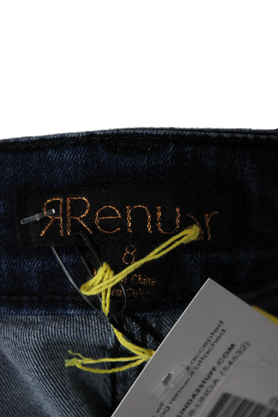 Renuar Womens Ankle Crop High Rise Dark Blue Jeans Size 8