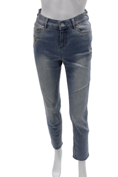 Renuar Womens High Rise Skinny Cropped Ankle Jeans Blue Petite Size 0