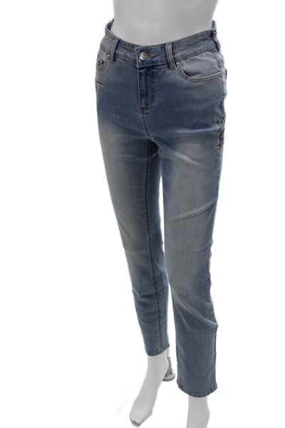 Renuar Womens High Rise Skinny Cropped Ankle Jeans Blue Petite Size 0
