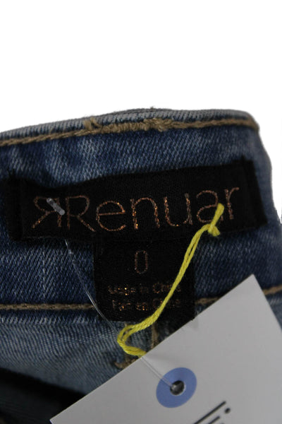 Renuar Womens High Rise Skinny Cropped Ankle Jeans Blue Petite Size 0