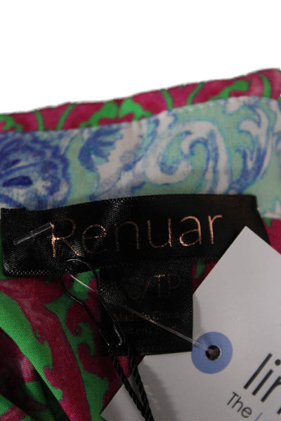 Renuar Womens Shirt Dress Blue Paisley Collared 3/4 Sleeve Knee Length Size XS