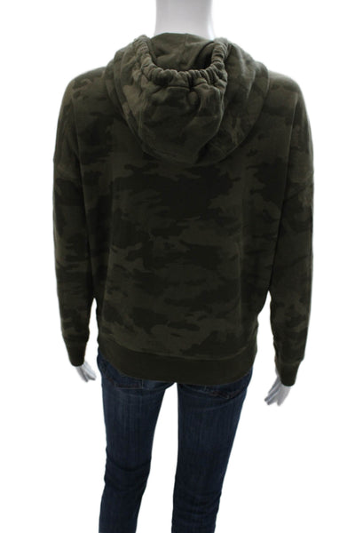 ATM Unisex Full-Zip Hoodie Green Camo Cotton Drawstring Size XS