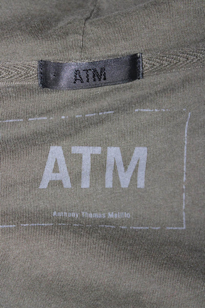 ATM Unisex Full-Zip Hoodie Green Camo Cotton Drawstring Size XS