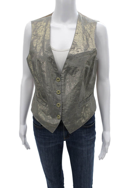 See by Chloe Women Gray Sleeveless Button Vest Size 10