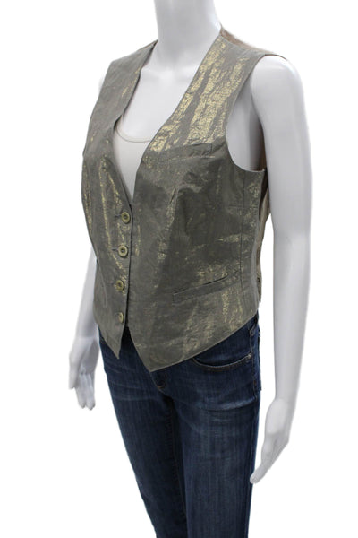 See by Chloe Women Gray Sleeveless Button Vest Size 10