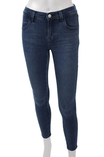 J Brand Women Petite Ankle Skinny Jeans Dark Blue High Rise Button 25in Size 23