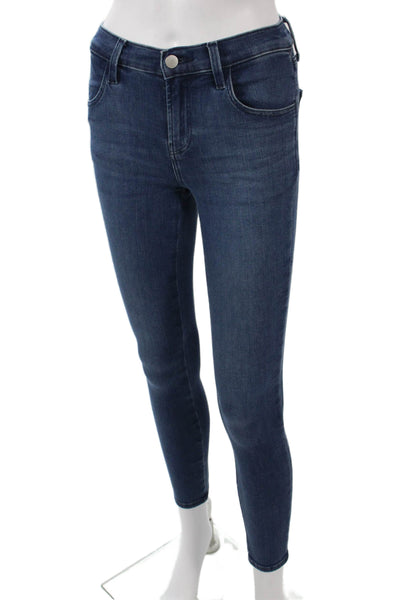 J Brand Women Petite Ankle Skinny Jeans Dark Blue High Rise Button 25in Size 23