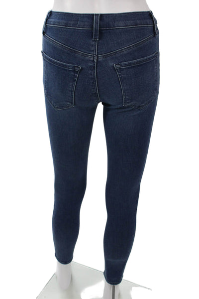 J Brand Women Petite Ankle Skinny Jeans Dark Blue High Rise Button 25in Size 23