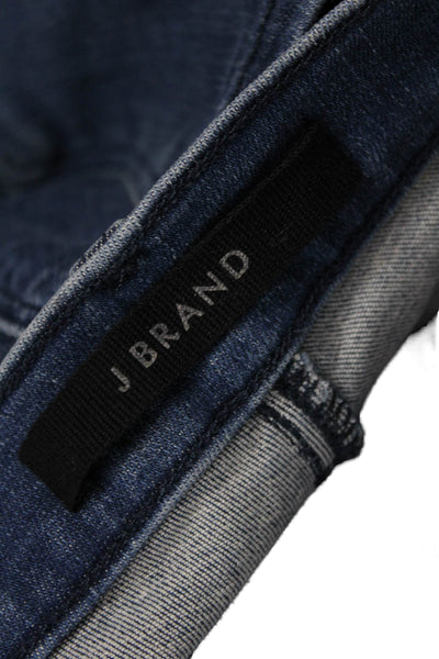 J Brand Women Petite Ankle Skinny Jeans Dark Blue High Rise Button 25in Size 23
