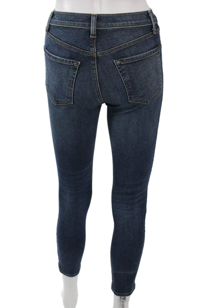 J Brand Womens Ankle Skinny Jeans Dark Blue High Rise Button Size 23 Petites