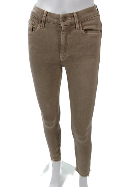 Mother Women Ankle Skinny Brown High Rise Jeans 93% Cotton Size 23