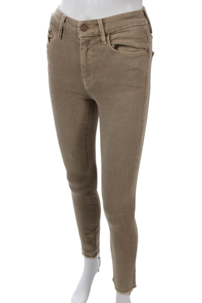 Mother Women Ankle Skinny Brown High Rise Jeans 93% Cotton Size 23